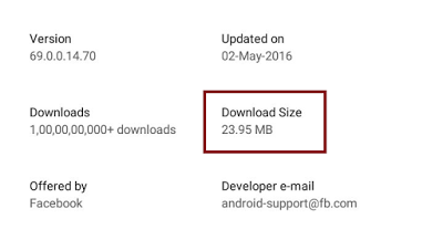 Now the Play Store shows only the Update Size when the new version of the app is available Now the Play Store shows only the Update Size when the new version of the app is available