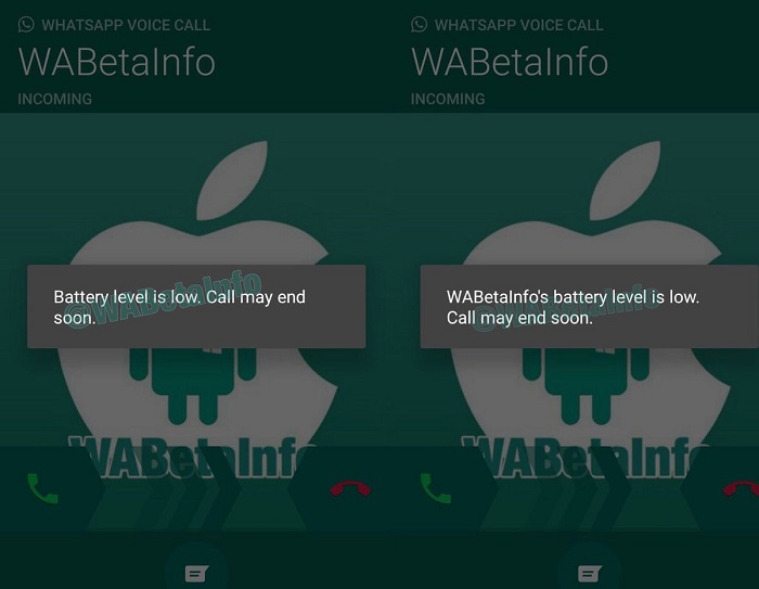 You may soon get notified about the battery level during the calls on WhatsApp You may soon get notified about the battery level during the calls on WhatsApp