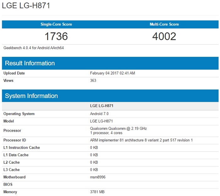 An unknown LG smartphone spotted on Geekbench An unknown LG smartphone spotted on Geekbench