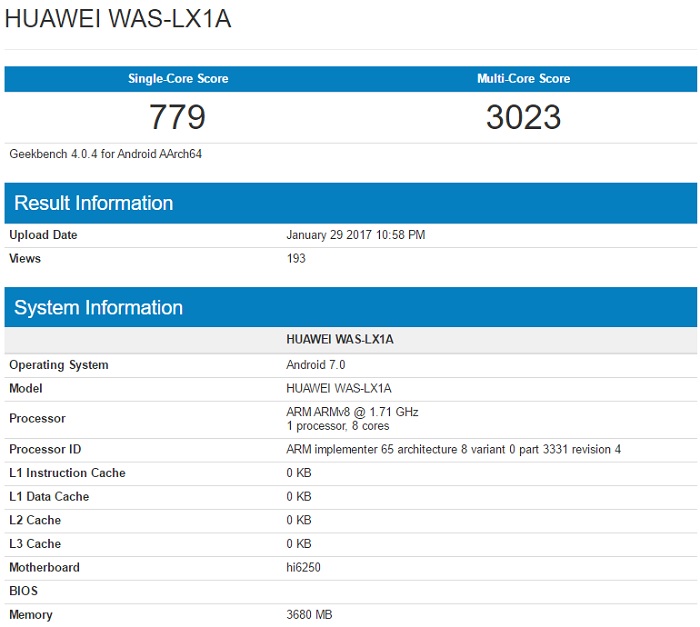 Huawei P10 Lite spotted on Geekbench