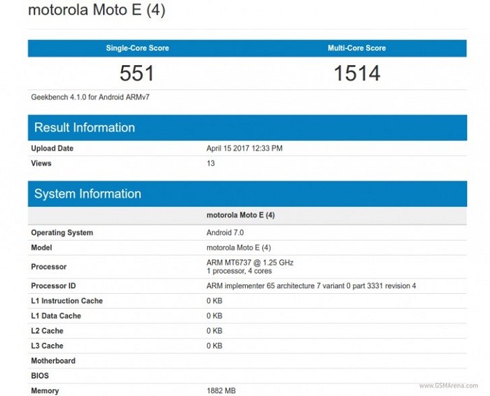 Moto E4 spotted at Benchmarks