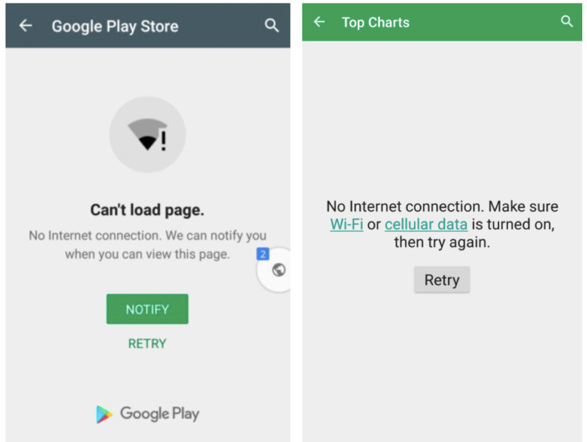 Google Play Store gains new offline page; it will notify when you are online again Google Play Store gains new offline page; it will notify when you are online again