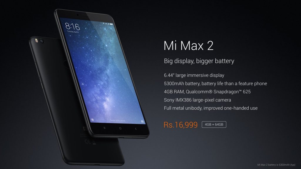 Mi Max 2 Officially Launched In India With 6.44 Inch Display & More