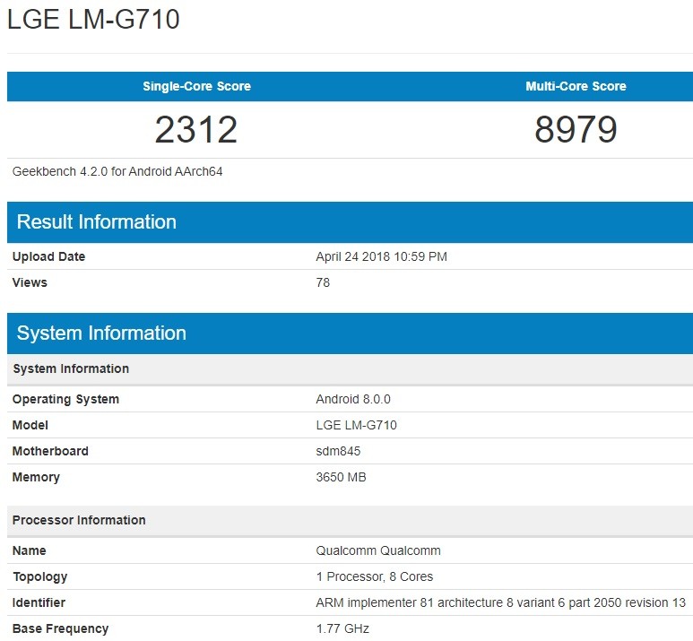 LG G7 ThinQ Appears On Benchmarking Website Reveals Specs LG G7 ThinQ Appears On Benchmarking Website Reveals Specs