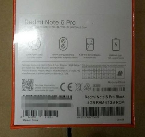 Specification Of Redmi Note 6 Pro Leaked