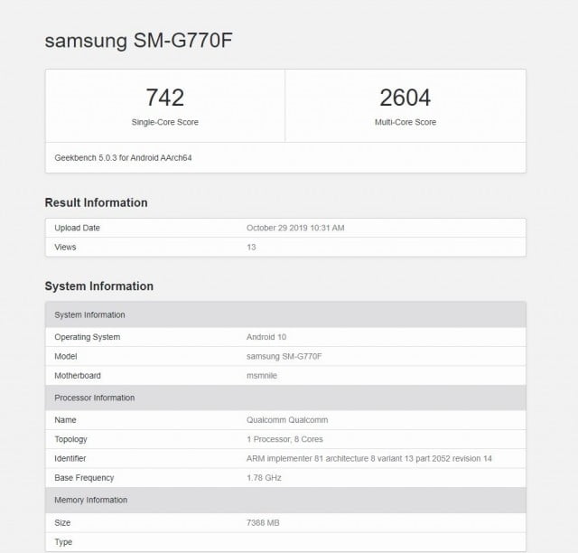 Samsung Galaxy S10 Lite Pops-up On Geekbench Samsung Galaxy S10 Lite Pops-up On Geekbench