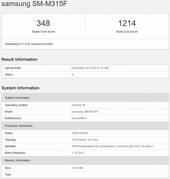 Samsung Galaxy M31 Visits Geekbench Samsung Galaxy M31 Visits Geekbench