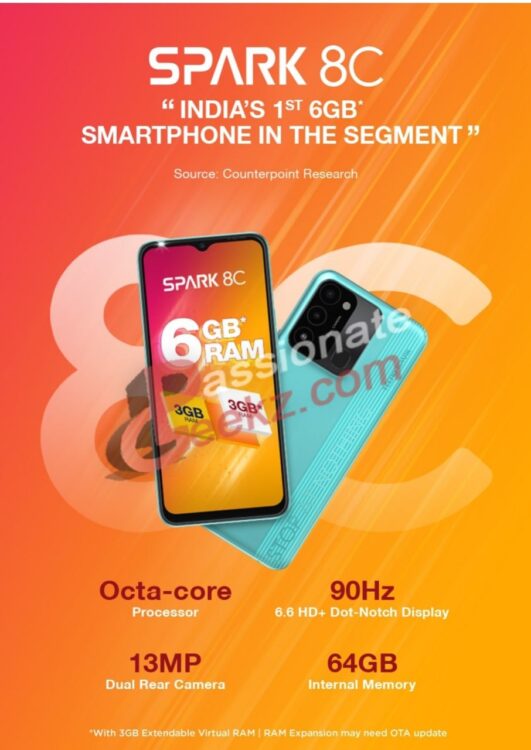 Techno spark 8c аккумулятор