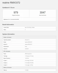 Realme GT Neo 3T Appeared on Geekbench