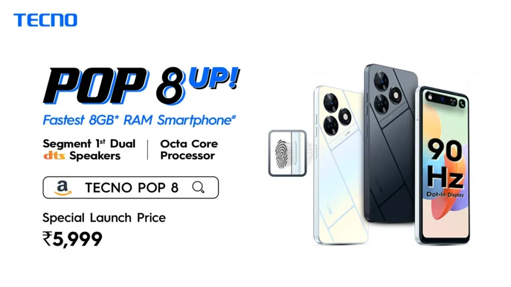 Tecno Pop 8 Launched In India With 5000mAh Battery