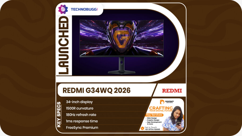 Redmi G34WQ 2026 Gaming Monitor Unveiled