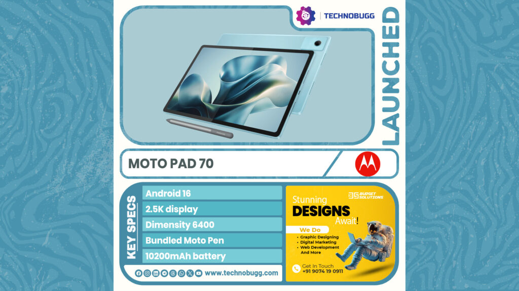 Moto Pad 70 Launched in India Moto Pad 70