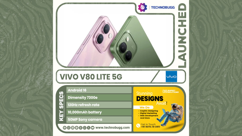 Vivo V80 Lite 5G Launched With A Large Battery Vivo V80 Lite 5G